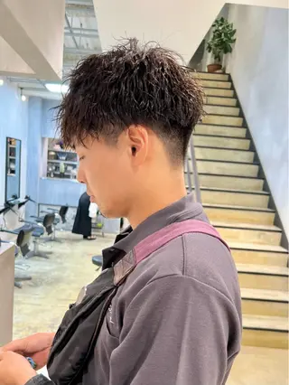 パーマ メンズ メンズパーマ/ ハイトーン/古川晴輝のヘアスタイル