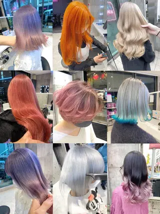 ロング カラー メンズ JuNブリーチに 縮毛矯正するプロのヘアスタイル