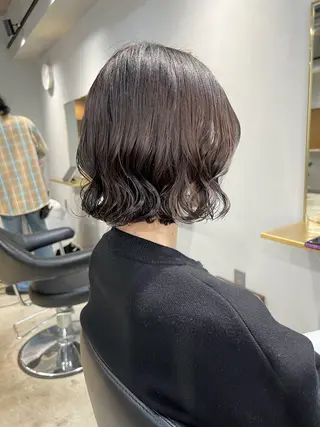 ミディアム カラー パーマ akane/ボブ /オリーブ/ブラウンのヘアスタイル