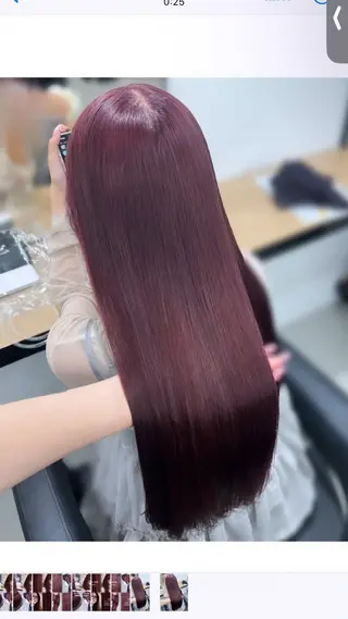ロング カラー 💗愛され暖色💗 ピンク/レッド💗のヘアスタイル