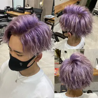 カラー メンズ R/🤎 パーマ&ブリーチ🔥のヘアスタイル