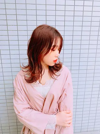 セミロング カラー パーマ ヘアアレンジ 🐮牛島 一貴🐮のヘアスタイル