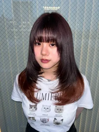 セミロング カラー 💫miyu💫デザ インカラー/アレンジのヘアスタイル