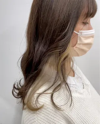 セミロング カラー ヘアアレンジ 🦄インナーカラー 🦄貫井彩花のヘアスタイル