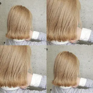 ミディアム カラー ツヤ髪✨縮毛矯正 ハイトーンカラーのヘアスタイル