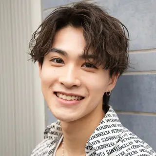 ミディアム カラー パーマ メンズ シースルーマッシュ/ メンズ/KYOHEIのヘアスタイル