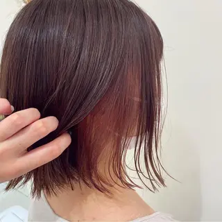 ミディアム カラー 細めハイライト🩶 ボブ/レイヤーカットのヘアスタイル