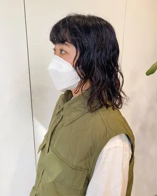 ミディアム カラー パーマ ヘアアレンジ メンズ キッズ ネイル マツエク・マツパ アイブロウ パーマスタイル🔅 sayacaのヘアスタイル