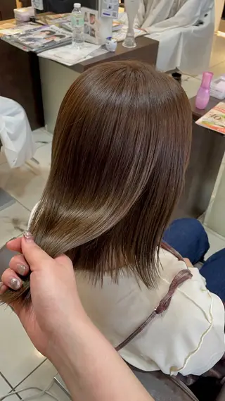 セミロング カラー 🤎韓国ヘア ベージュ まゆか🤎のヘアスタイル