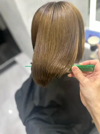 ミディアム CS made by SHACHU栄店所属・透明感/ブリーチ縮毛 /髪質改善/星野純一のヘアスタイル