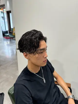 パーマ メンズ 平尾/艶カラー/ アッシュ系/中川誠大のヘアスタイル