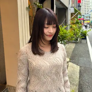 ミディアム カラー 芦刈咲来/髪質改善/ 赤み消し/顔周りのヘアスタイル