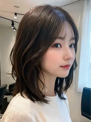 ミディアム カラー Lehm所属・表参道/さあ や/大人ナチュラルのヘアスタイル