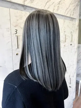 セミロング カラー 尾森紳哉💎透明感/ デザインカラーのヘアスタイル