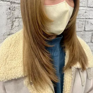 セミロング 艶髪ブリーチカラー 💗manaka💗のヘアスタイル