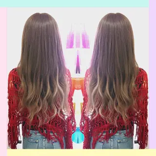 ロング カラー れん/ハイトーン /エクステ/韓国風のヘアスタイル