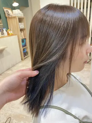 ミディアム カラー ブリーチなしWカラー /酸性ストレート河本のヘアスタイル