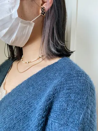 ミディアム カラー 岡本康平/ボブ /ブリーチ/レイヤーのヘアスタイル