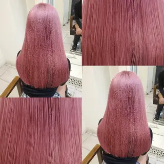 ロング ツヤ髪✨縮毛矯正 ハイトーンカラーのヘアスタイル