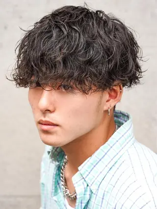 ショート パーマ メンズ kei/透明感カラー /縮毛矯正/メンズのヘアスタイル