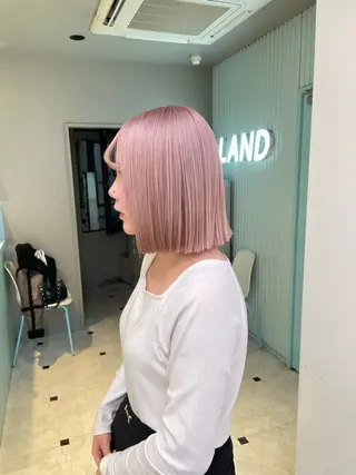 ミディアム ブリーチ✖️ 縮毛LANDのヘアスタイル