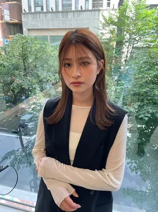 ミディアム カラー レイヤー×顔周 り×髪質改善/MIUのヘアスタイル