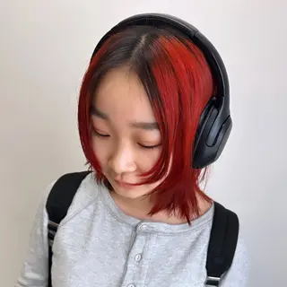 セミロング カラー ボブ/ダブルカラー 縮毛矯正/支持多数のヘアスタイル