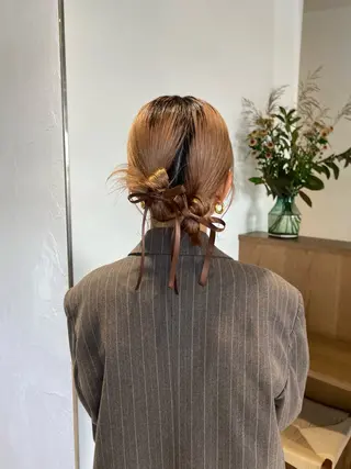 ミディアム ヘアアレンジ 暖色カラー /ヘアアレンジ/花鈴のヘアスタイル