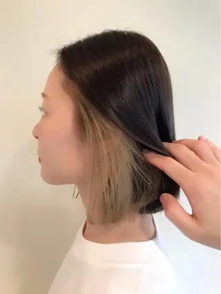 ミディアム カラー 縮毛矯正/ 髪質改善 /ショート　圍　崇行のヘアスタイル