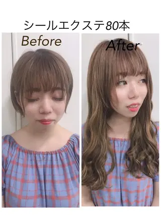 ロング コテ巻き風パーマ💛 池袋のヘアスタイル