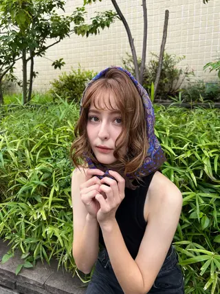 セミロング パーマ パーマ×透明感カラー MIOのヘアスタイル