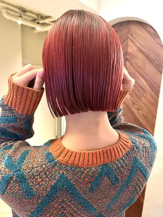 ショート 🧡ono🧡暖色/ 切りっぱなしボブ🧡のヘアスタイル