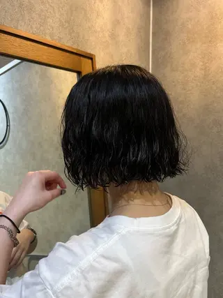 ショート パーマ ボブ/ボブパーマ/ オリーブカラー/モエのヘアスタイル
