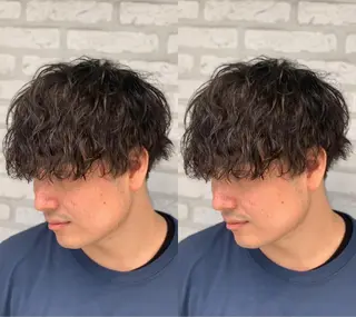 パーマ メンズ ✨ハイライトの達人 ボブ/ショート/雪下のヘアスタイル