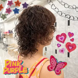 セミロング パーマ hollo原宿所属・パーマ/ハイトーン 🎀Rumiのヘアスタイル