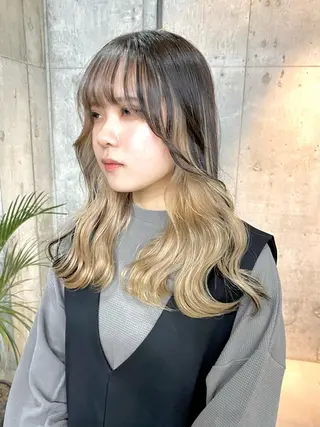 ロング カラー ヘアアレンジ 切りっぱなしボブ/ デザインカラー店長のヘアスタイル