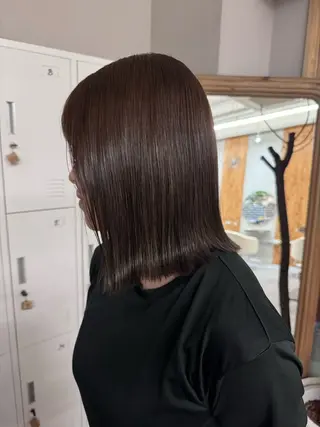 ミディアム カラー ハイトーン縮毛/暖色 なーな🎀🤍のヘアスタイル