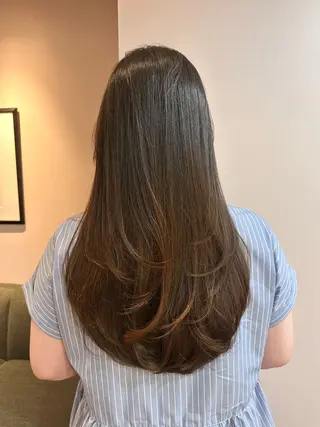 セミロング 艶レイヤー/艶髪矯正 /ケラトリ/石井のヘアスタイル