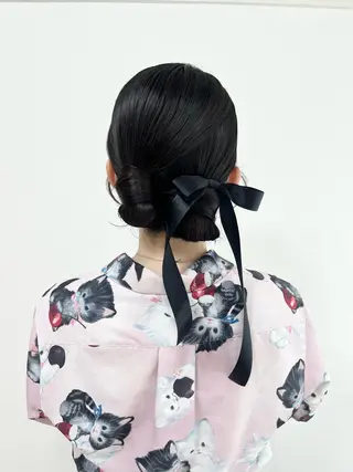 セミロング ヘアアレンジ ヘアセットサロン /上坪愛美のヘアスタイル