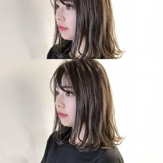 ミディアム カラー 当日予約🆗ショート /ハイライト/松本のヘアスタイル