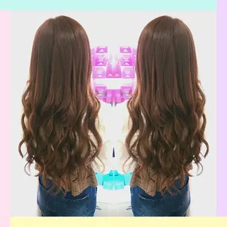 ロング カラー れん/ハイトーン /エクステ/韓国風のヘアスタイル