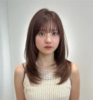 セミロング 小顔レイヤーカット /似合わせヘアまなみのヘアスタイル