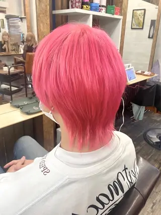ショート カラー メンズ ブリーチ毛対応酸性 ストレート🌈サキのヘアスタイル