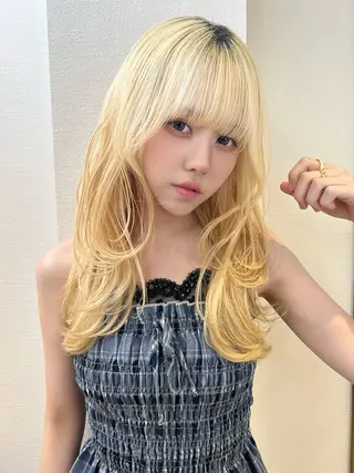 セミロング ‎🤍くびれレイヤー /韓国風🖤菊池瑛士のヘアスタイル