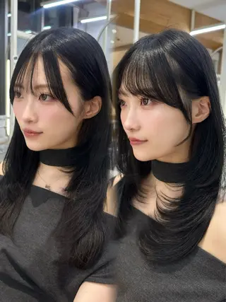 ロング oto🎀×美髪× シースルー前髪🤍のヘアスタイル