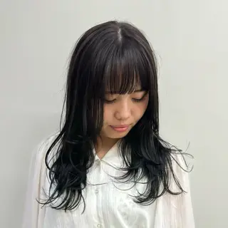 ロング カラー 清水愛果/オリーブ カラー/透明感カラーのヘアスタイル