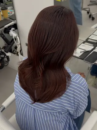 セミロング カラー 韓国ヘア/レイヤー/ 顔まわり足立遥奈のヘアスタイル