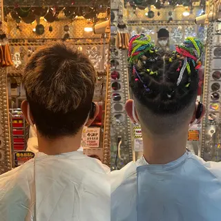 ショート カラー ヘアアレンジ haco+所属・🌈派手髪エクステ ブレイズ🌈ひろとのヘアスタイル