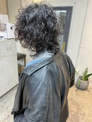 ミディアム パーマ ヘアアレンジ メンズ 丸山渉/パーマ エフェクトブリーチのヘアスタイル