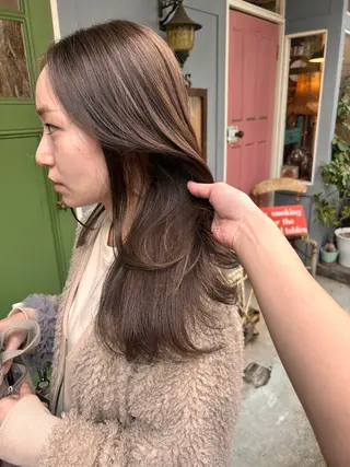 セミロング カラー 清水千優/パーマ/透 明感カラー/メンズのヘアスタイル